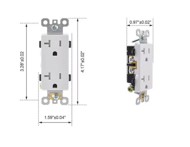 Utility Outlet Size Utilitech 20-Amp 125-Volt Tamper Resistant Residential Decorator Outlet ...