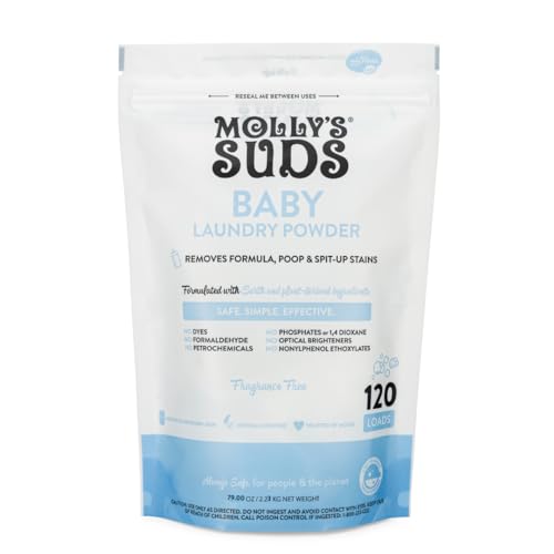 Image of Molly's Suds Baby Laundry Detergent Powder | Removes Formula, Poop & Spit-Up Stains | Extra Gentle for Newborns (Fragrance Free)