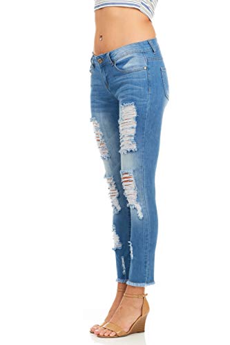 COVER GIRL Women's Skinny Jeans Distressed Fray Hem Cropped2