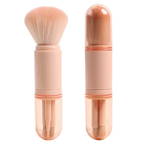 4 in 1 Portable Travel Lip Brush Foundation Powder Concealers Eye Shadows Makeup Brush Set