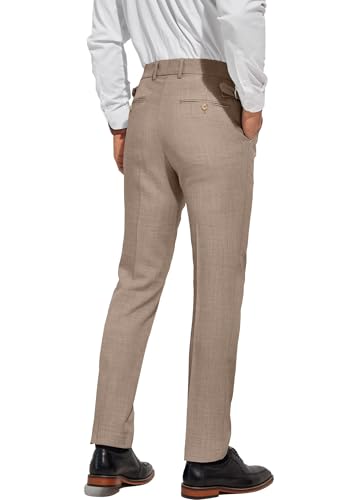 Men's Classic Fit Expandable Waist Flat Front Dress Pants Slim Fit Casual Business Suit Pants2