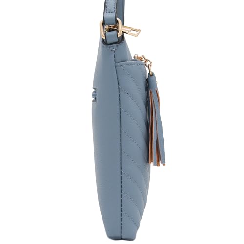 Image of FashionPuzzle Chevron Quilted Medium Crossbody Bag with Tassel Accent