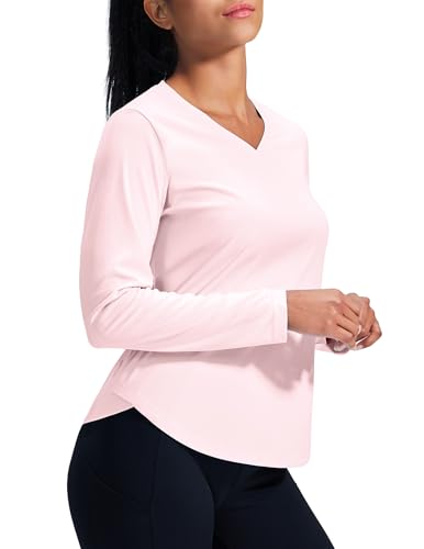 Image of MIER Womens Long Sleeve Sun Shirt UPF 50+ Quick Dry V-Neck Workout Tops