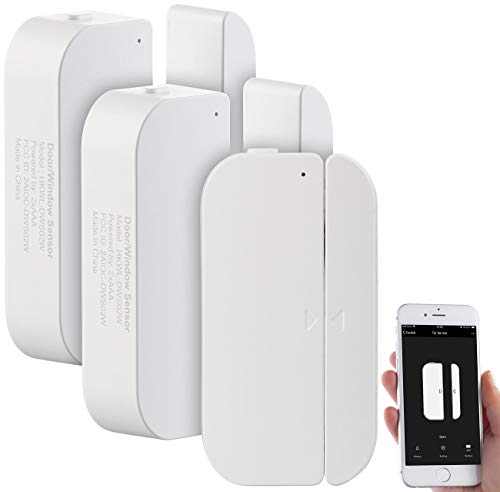 Luminea WLAN-Tür & Fensteralarm: 3er-Set WiFi Tür & Fensteralarm, Alexa und Google Assistant komp. (Fensteralarmsystem, Fensterüberwachung WLAN, Senioren Handy)
