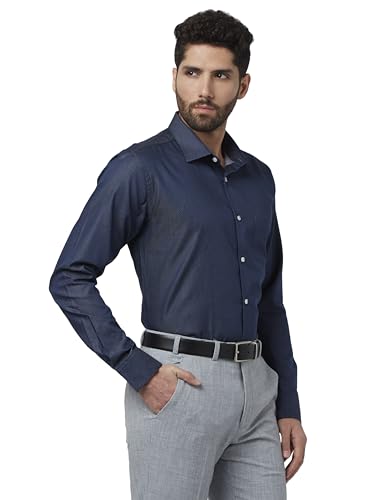 Image of Park Avenue Slim Fit Solid Dark Blue Shirt