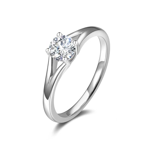 AGVANA 0.5 Carat - 1 Carat Lab Grown Diamond 4 Prong Solitaire Ring in Sterling Silver Promise Engagement Anniversary Wedding Ring for Women (D-E Color, VS Clarity)4