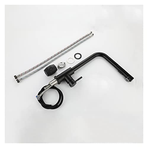 Robinet de cuisine mitigeur évier extractible acier inoxydable noir argenté - 5
