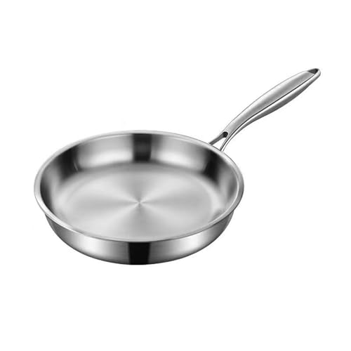 YQW ステンレス フライパン カバー付きフライパン くっつかない 調理器具 焦げ付かない 防熱ハンドル 熱伝導性良い 手入れが簡単 各種熱源対応 (カバーなし,28cm)