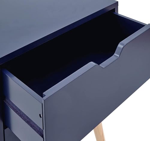 Image of VASIL MART Bedside Tables, Wooden Nightstands with Solid Wood Legs & 2 Drawers, End Tables Storage Units for Living Room /Bedroom,etc .(Nightshadow Blue)