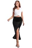 YumiDay Velvet Skirts for Women Long with Slit(Black,XL)