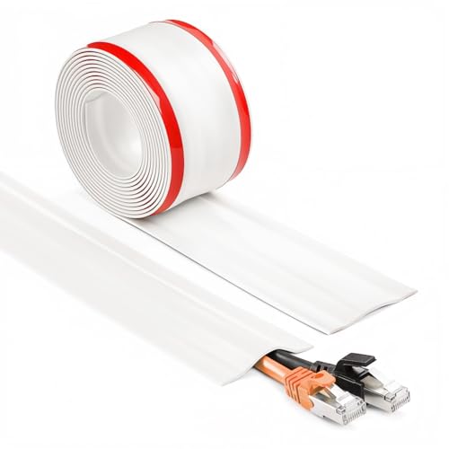 Image of Serplex 9.8FT /3M Cord Cover Floor Cable Coverup with Self Adhesive Backing, Soft PVC Cord Cover Cable Hider Organizer, No Tangle Cable Management Wire Protector for Home, Office, Trim to Fit