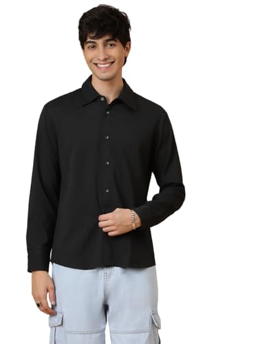 Image of KOTTY Men's Textured Casual Shirt - Long Sleeve||Button-Down Collar||Classic Fit