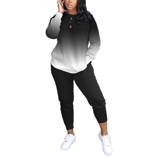 HBQ Two Piece Outfits For Women Casual Long Sleeve Sweatsuits Jogger Tracksuits Lounge Sets With Pockets