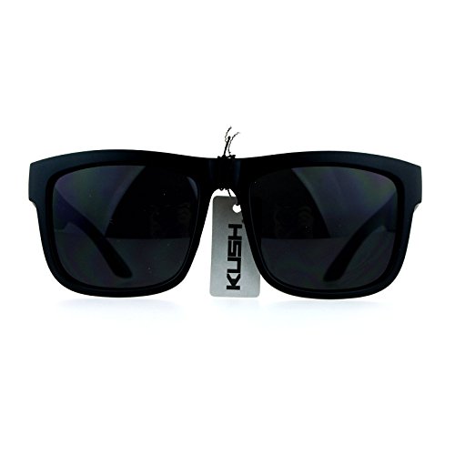 KUSH Sunglasses Classic All Black Square Frame Shades Unisex UV 4002
