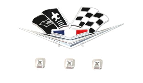 Image of 2Pcs 1962-1963 Impala 327 409 Belair Front Fender Emblem Replacement for Corvette (Silver Black)