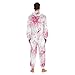 Poeticcity Couples Matching 1 PC Pajama, Unisex Soft Fleece Zip Up Hooded Pjs Jumpsuit Sleepwear Playsuit Lounge-wear(XXL) Watercolor Pink Flamingos and Peonies Floral Flowers on White