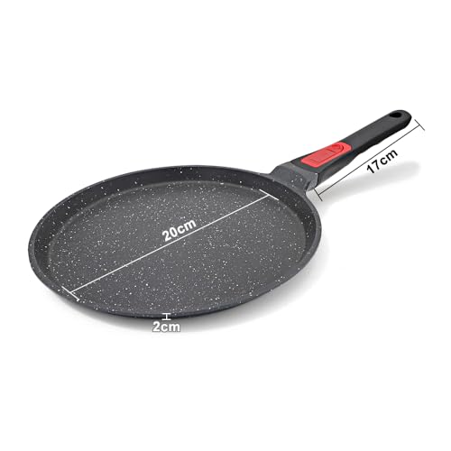 RANXINGST Crepe Pfanne 20 cm mit Abnehmbarer Griff - Palatschinken Pfanne mit Teigverteiler - Antihaftbeschichtung - Induktion - Schwarz – Bild 7