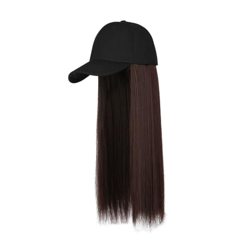 JUNXIAN Wig Cap Wig Hat Medium Length Straight Wig Fashionable Synthetic Fiber Wig Hat Full Head Wig Hat Adjustable Wig Hat for Women Wig Hat(A)