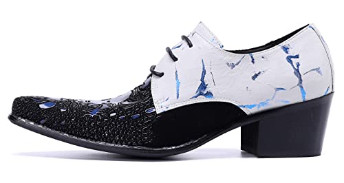Santimon Mens Oxford Dress Shoes Patent Genuine Leather Pointed Toe Ballroom Floral Carving Wedding Brogue Derby Dance Shoes3