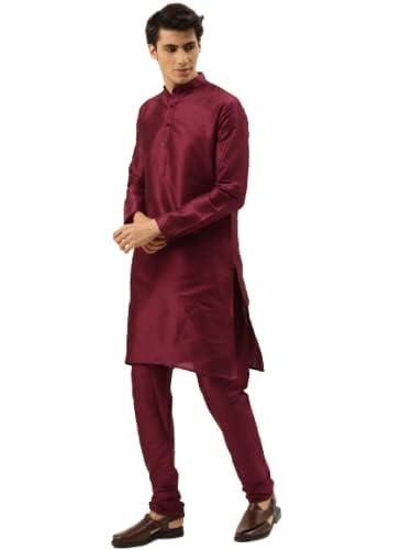 Sojanya (Since 1958 Men Silk Blend Maroon Kurta Pyjama & Silk Blend Nehrujacket Set4