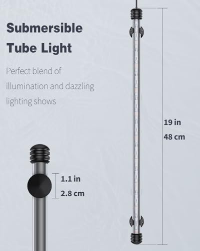 Image of Pawfly 5.5 W Aquarium LED Light 19 Inch Underwater Fish Tank Light with Timer Auto On /Off Fish Tank Background Lights with 8 Lighting Modes Submersible Multi-Colored Tube Lights for Decoration