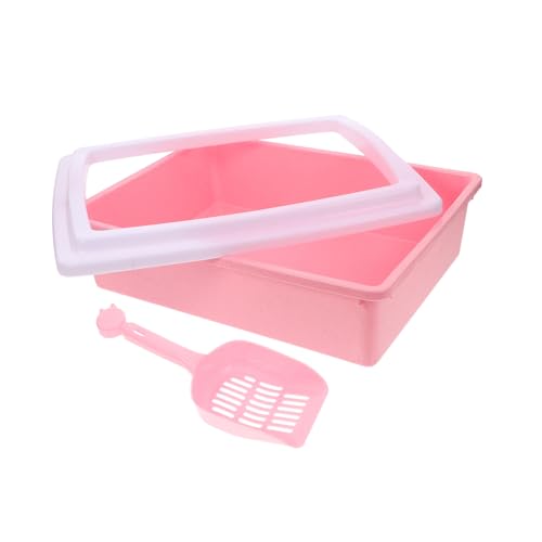 VANZACK Caja de Arena para Gato Semiencerrada con Diseño Antip Salpicaduras Bandeja Portátil de Plástico para Interior Fácil Limpieza y Control de Arena para Gatos Pequeños y Medianos