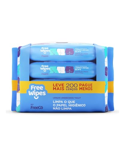 Free Wipes Lenço Umedecido Toilet Pack com 4 unidades