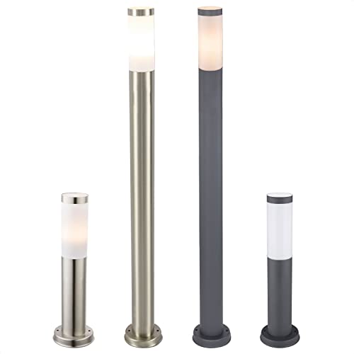 INNOVATE LED Außenlampe stehend IP44 | Standleuchte Aussenbereich | LED Gartenbeleuchtung außen | Wegeleuchten außen Stehlampe schmal hoch | Pollerleuchte inkl. E27 Leuchtmittel 110CM Edelstahl