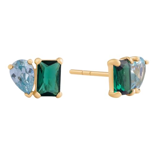 CAITLYNMINIMALIST Toi et Moi Custom Duo CZ Gemstone Dainty Birthstone Stud Earrings for Women