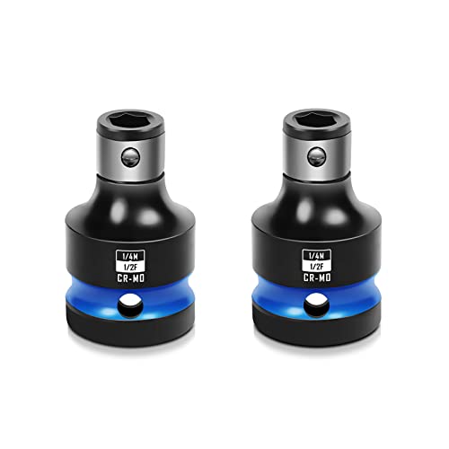 BLACKROBOT 2PCS Impact Bit Holders 1/2 Inch Square Drive to 1/4 Inch Hex Socket Adapter for Impact Wrench