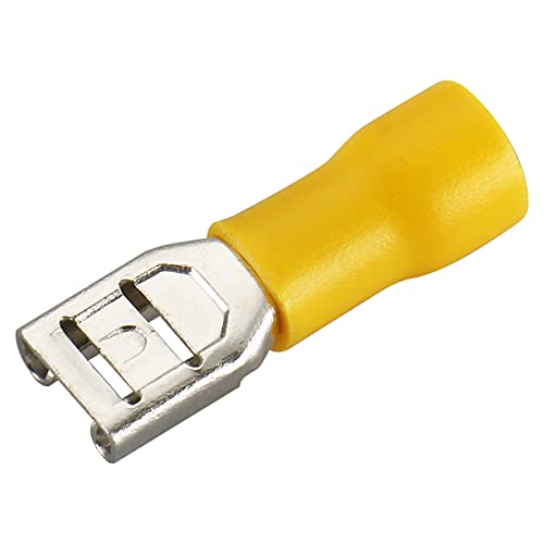 Baomain FDD 5.5-250 1/4 Inch Female Quick Disconnects Vinyl Insulated Spade Wire Connector Electrical Crimp Terminal 12-10 Awg Yellow  thumb #1