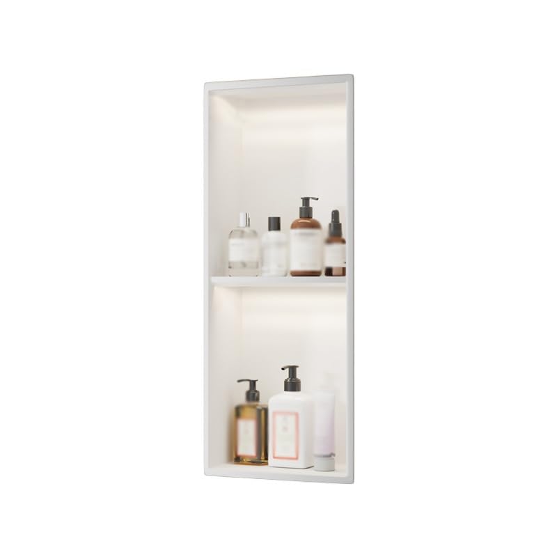 GFAZXDS Stainless Steel Shower Niche with Light Waterproof Wall Mounted Organizer Caddy for Bathroom Kitchen Storage No Tile