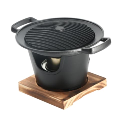 Loigohon ミニグリル 卓上 炭火式 軽量 コンパクト 木と金属製 ノンスティック キャンプ グリルプレート 1?2人用 (Style A)