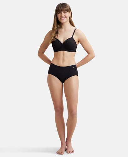 Jockey FE40 Women's Wirefree Padded Super Combed Cotton Elastane Stretch Full Coverage T-Shirt Bra with Cross Over Fit and Adjustable Straps