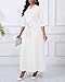 BubFee White Church Dresses for Women Semi Formal Long Dress Elegant 3/4 Sleeve Casual A-line Maxi Dress with Belt Large