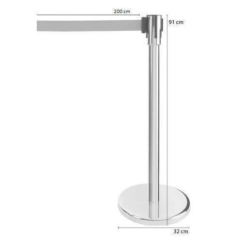 MovilCom® - Señalización Divisora Homologada Poste Separador Inoxidable Con Cinta De 2 Metros Color Rojo Acero Inoxidable 91x51x32mm Alta Calidad