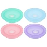 WRITWAA 4 Tapas de Tarros de Cristal Aplicables 16/20 Oz con Agujero para Pajita, Tapa Hermética Anti Derrames, Inserto de Flor, Colores Pastel (rosa, Azul, Verde, Morado) para Vasos