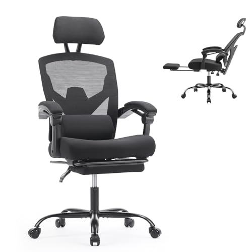 Sweetcrispy Office Computer Desk Chair, Ergonomic High-Back Mesh Rolling Work Swivel Chairs with...