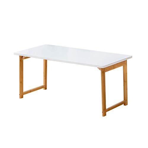 Preisvergleich Produktbild WEIZI Laptop-Schreibtischablage, Computer, Notebook, Ipad, Buchhalter Ständer, Frühstücks-Servierablage, zusammenklappbar mit Klappdeckel, 100% Bambusweiß