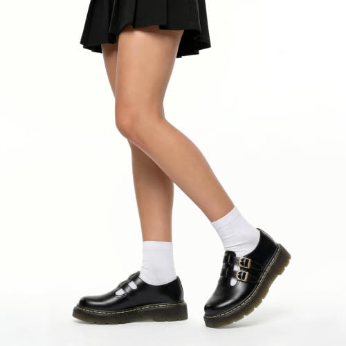 Image of Athlefit Women's Mary Jane Flats Platform Round Toe Comfortable Dressy Adjustable School Office Work Flat Shoes