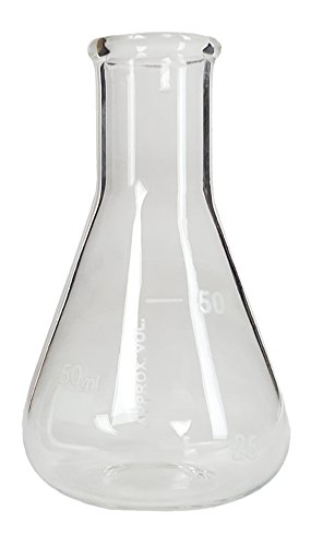 GSC International EF50-PK Glass Gsc Erlenmeyer Flasks, 50 mL with Graduations, Borosilicate Glass, Pack of 12, 1.6907 fl. oz. Capacity (Pack of 12)