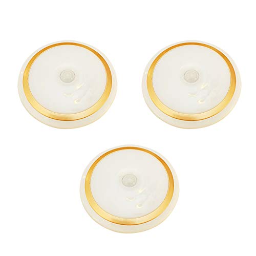 JUNELILY 3 inches Motion Sensor LED Night Light for Bedroom Closet Basement Hallways | Rechargeable Light for Backlight Stairs Garage Cabinets Drawers Cupboards (White) (3 Pack)