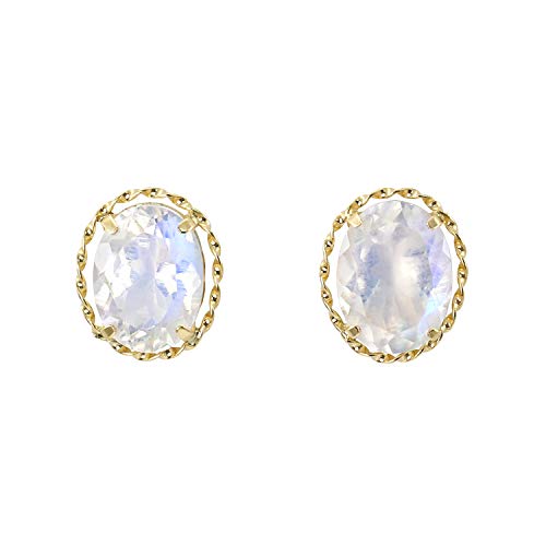 K18 ブルームーンストーン ピアス キャッチレス イエローゴールド 18K