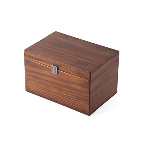 LITT Grande baule portaoggetti – Premium Tronco Organizer con serratura a combinazione per riporre accessori discreti | Soluzione superiore per riporre e organizzare (legno naturale marrone)