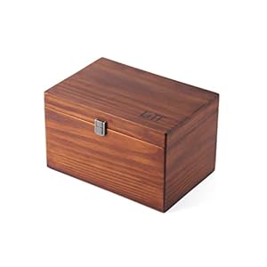 LITT Large Stash Trunk Box – Premium Wooden Storage Organizer with Combination Lock | Multi-Compartment Discreet Accessory Storage | Includes 2 Large Jars, Tray & Tools (Natural Wooden Brown)