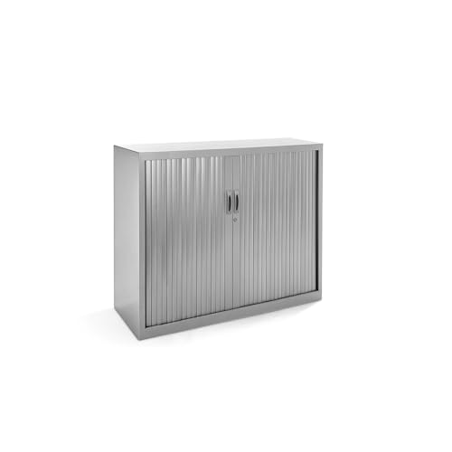 Rocada | Armario Metálico | Armario archivador Muebles Oficina | Puertas de persiana y Estantes de Altura Ajustable| Armarios con Cerradura | 120x45x105 cm - Gris