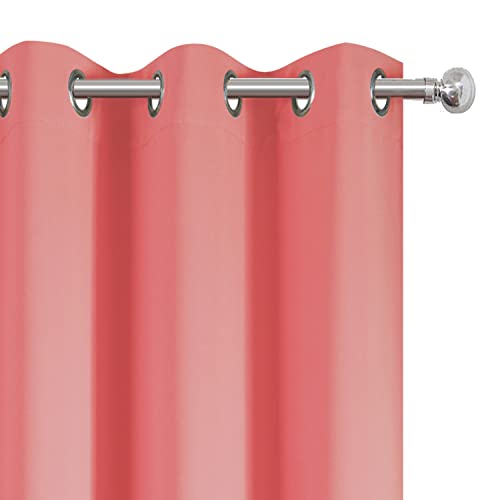 Image of LEMOMO Blackout Curtains 38 x 84 inch /Coral Curtains Set of 2 Panels /Thermal Insulated Room Darkening Bedroom Curtains
