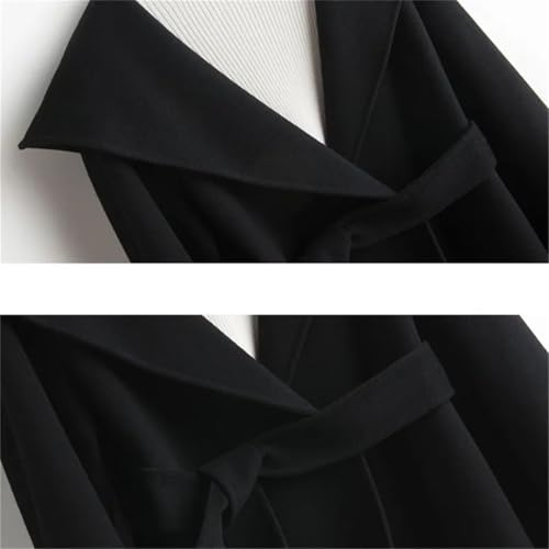 Fnfmrfmr Women Hooded Belt Woolen Coat Long Sleeve Casual Pockets Double Sided Mid-Length Outwear3