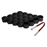 20PCS 17mm Lug Nut Covers for Wheel Lug Nuts - Universal Wheel Nut Covers Locking Lug Bolt Caps for Au di A3 A4 A5 S5, for Volkswagen VW Passat Tiguan Hex Nuts on Car Rims, with Removal Tool, Black