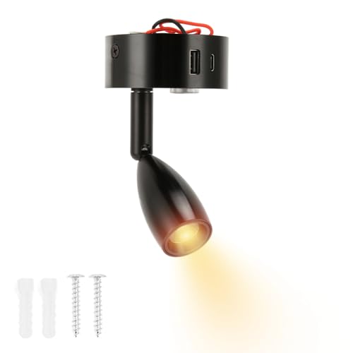 Lwuey 12V Led Reading Light, Campervan Caravan Lamp with USB Port Dimmable Spotlight Wall Mounted Bedside Motorhome Essentials Lighting Interior Touch Switch Swivel Neck 2pcs Black - Cosy Home Interiors Lwuey 12V Led Reading Light, Campervan Caravan Lamp with USB Port Dimmable Spotlight Wall Mounted Bedside Motorhome Essentials Lighting Interior Touch Switch Swivel Neck 2pcs Black - Image 4